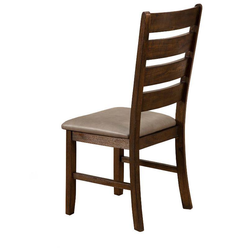 Emery Transitional Rustic Ladderback Side Chair in Brown Faux Leather