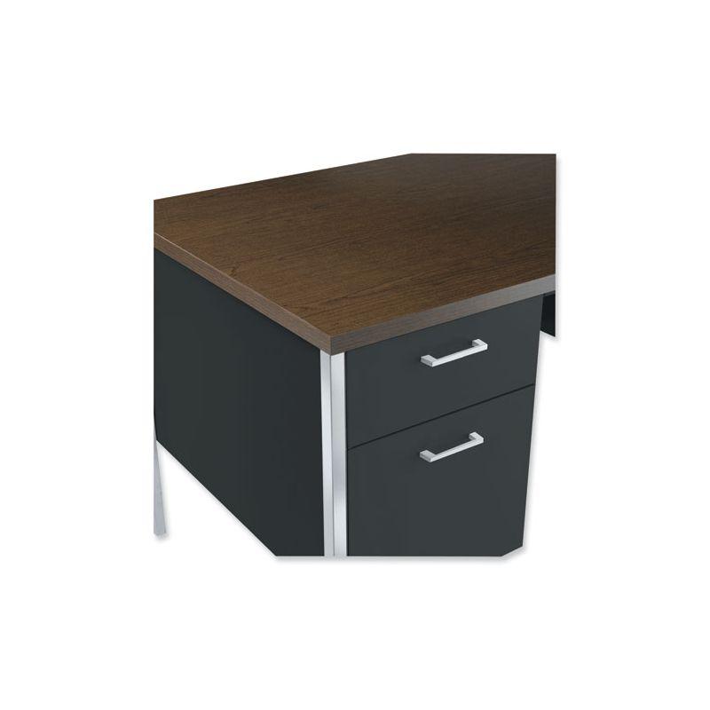 Alera Single Pedestal Steel Desk, 45.25" x 24" x 29.5", Mocha/Black