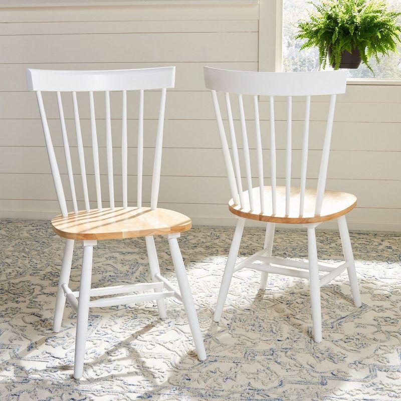 Windsor White/Natural Malaysian Oak Spindle Side Chair, Set of 2