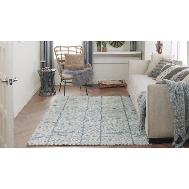 Artisanal Grey and White Hand-Tufted Wool Rectangular Area Rug, 8'3" x 11'6"