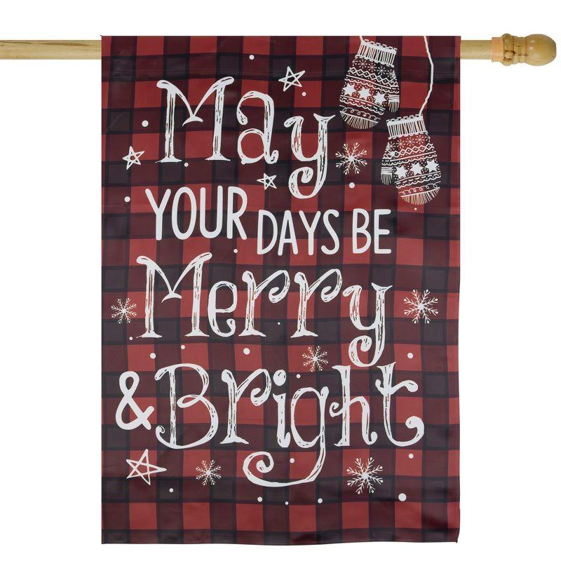 Northlight Red Buffalo Plaid Merry and Bright Christmas House Flag 28" x 40"