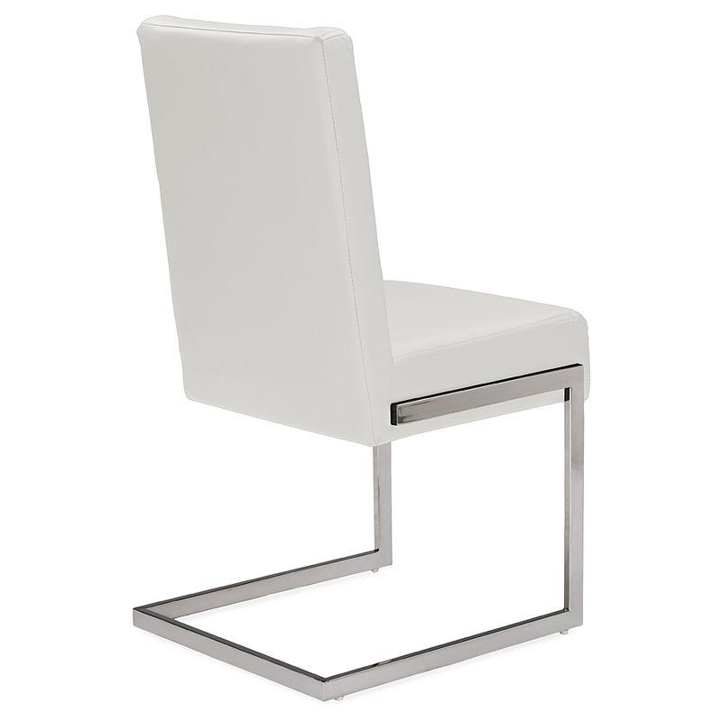 Set of 2 Toulan Modern & Contemporary White Faux Leather Upholstered Stainless Steel Dining Chairs - Baxton Studio