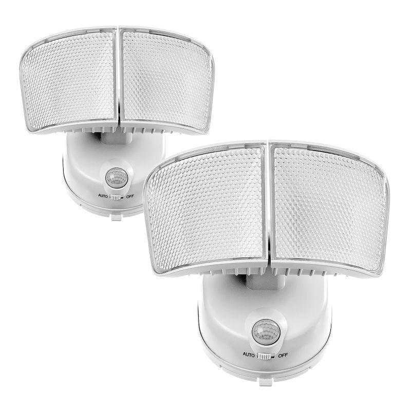 Home Zone Security 2 - Head LED Battery Powered Outdoor Security Flood Light with Motion Sensor