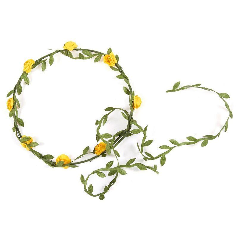 Juvale Pack of 7 Adjustable Floral Wreath Headbands for Girls and Women, Assorted Colors