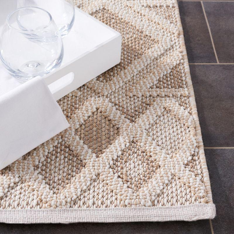 Ivory Geometric Synthetic Easy Care Indoor/Outdoor Area Rug