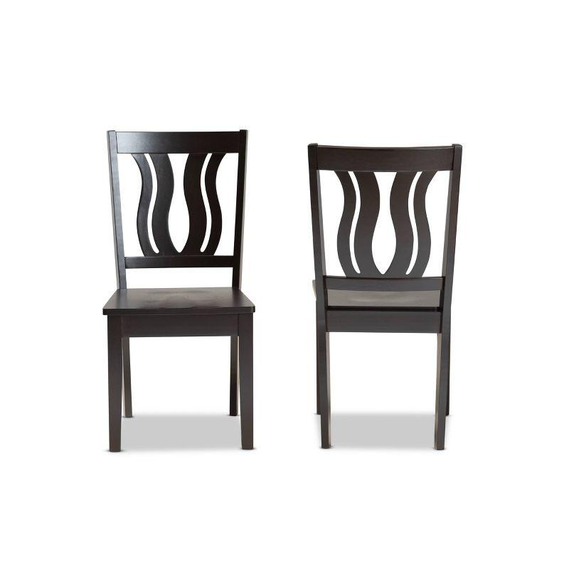 2pc Fenton Wood Dining Chair Set Brown - Baxton Studio: Geometric Back, Unupholstered, Malaysian Craft