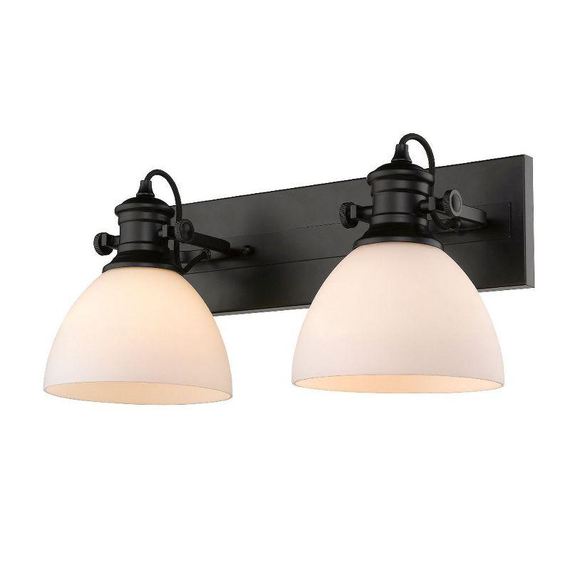 Golden Lighting Hines 2-Light Semi-flush in Matte Black with Opal Glass