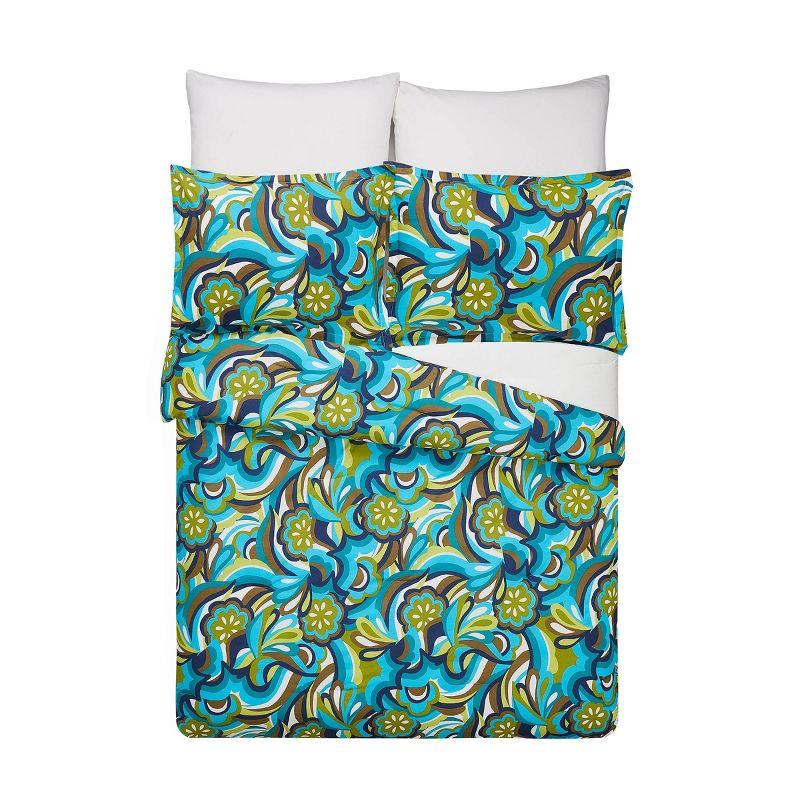 Full Blue Cotton Fall Floral Bedspread Set