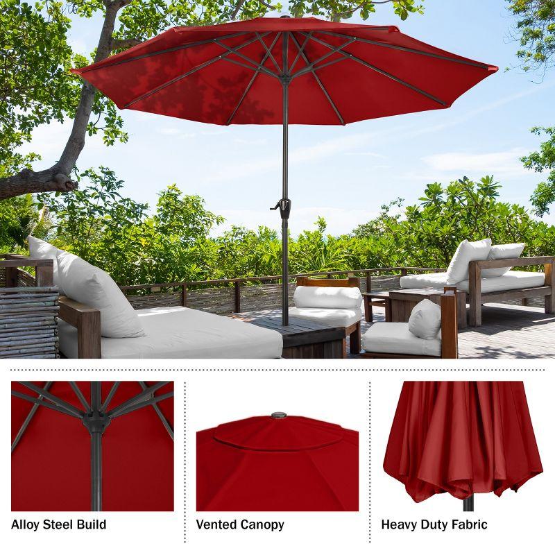 9FT Easy Crank Outdoor Umbrella with Vented Canopy - For Deck, Balcony, Porch, Backyard, or Pool by Nature Spring