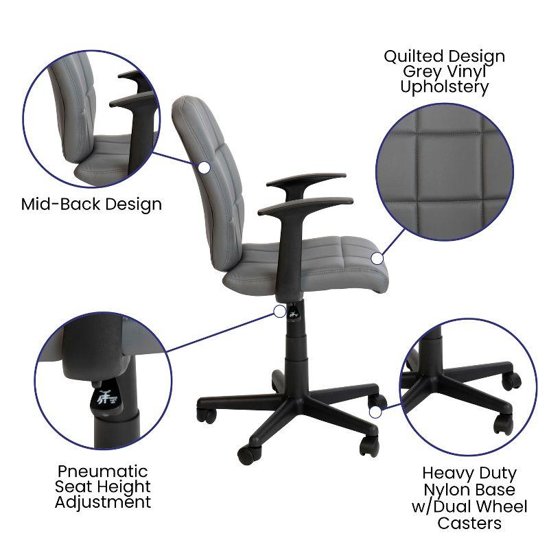 ColorLife Bonavant Mid-Back Quilted Vinyl Swivel Task Office Chair