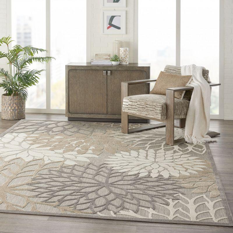 Nourison Aloha Floral Bloom Flatweave High-Low Indoor Outdoor Area Rug Natural 9'6" x 13'