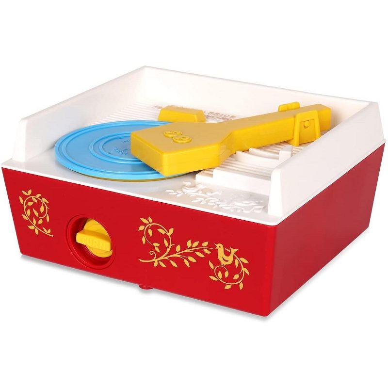 Schylling Fisher Price Classic Toys - Retro Music Box Record Player, Ages 18 Months and Up, Blue/Yellow/White