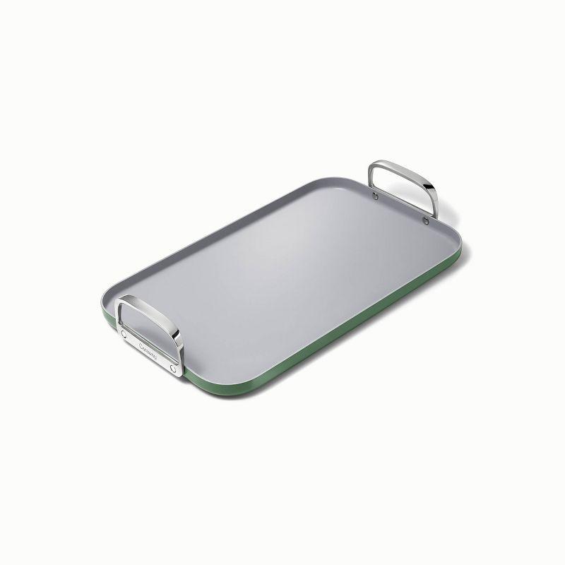 Sage Green Ceramic Nonstick Double Burner Griddle with Handles