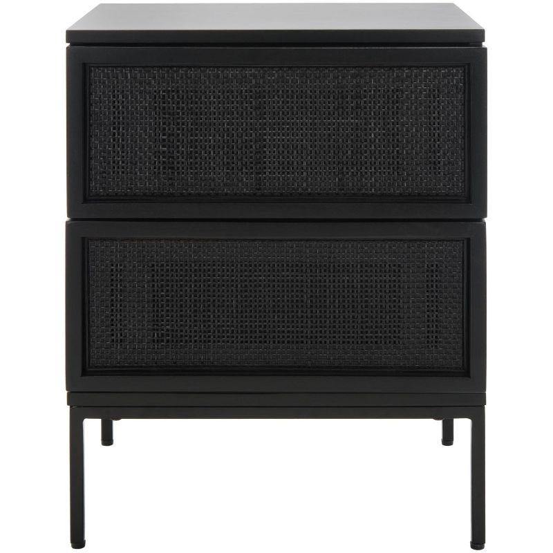 Zadie 2 Drawer Rattan Nightstand - Black - Safavieh