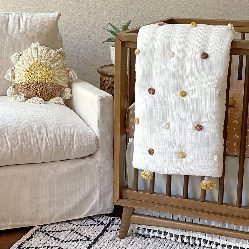 Crane Baby Sunshine Accent Pillow Cover With Insert, 100% Cotton For Baby Nursery, by