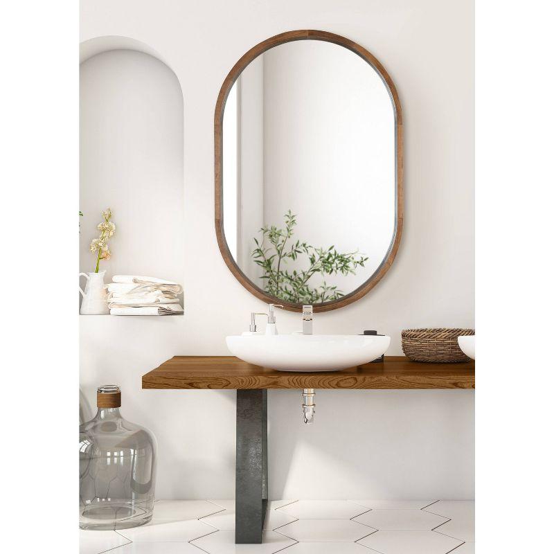24" x 36" Hutton Wood Framed Capsule Wall Mirror Rustic Brown - Kate & Laurel All Things Decor