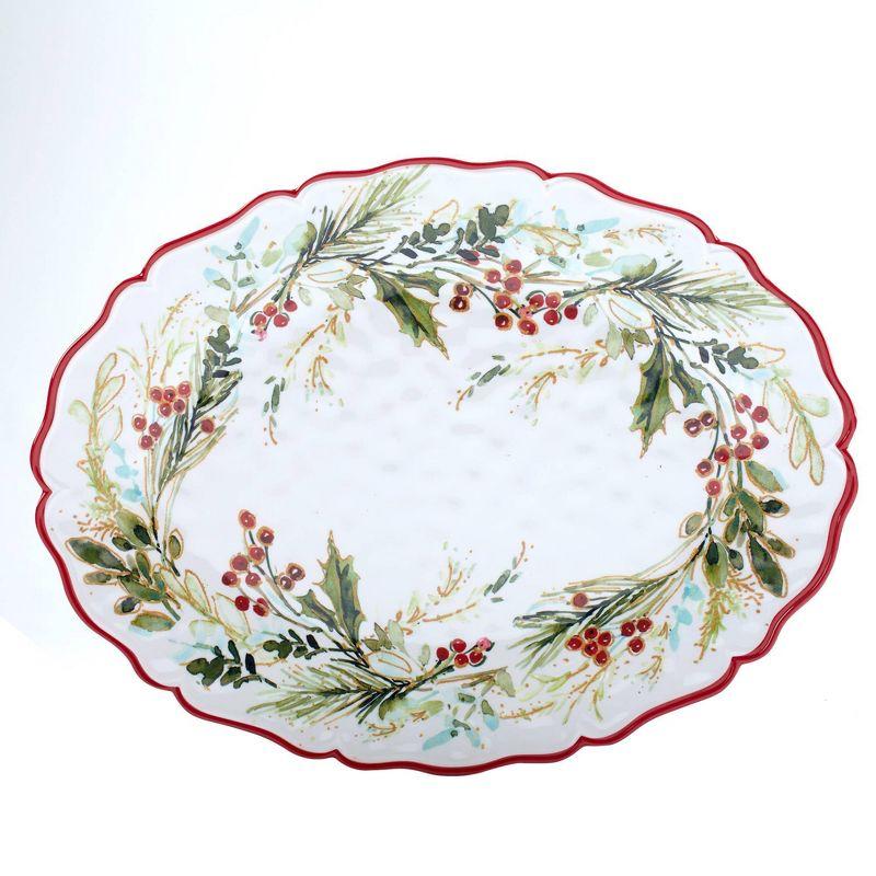 Christmas Gatherings Melamine 2pc Platter Set -  Round 14" Oval 18" x 13.5" (Set of 2)