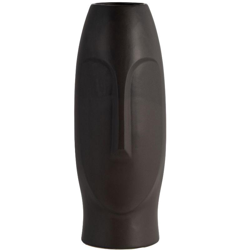 Sagebrook Home 14" Ceramic Face Vase - Ceramic Table Decor, Rustic Decorative Centerpiece For Home, Wedding, Office Decor - Black Vase Decor