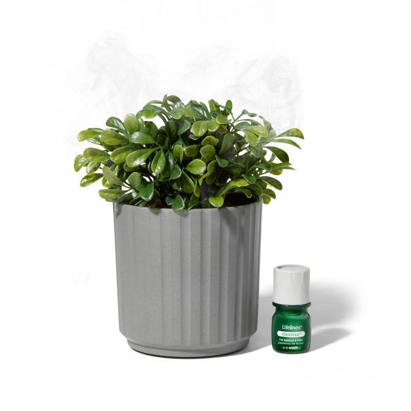 Lifelines Boxwood Faux Plant Diffuser in Ribbed Gray Planter