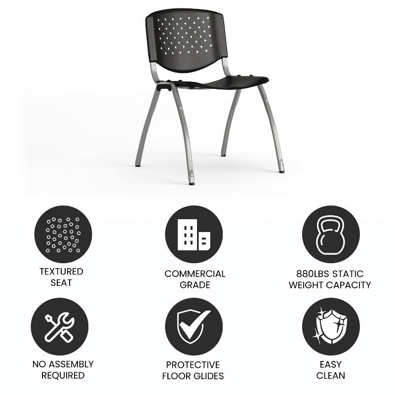 Steel Tube Ergonomic Stacking Chair in Black and Gray