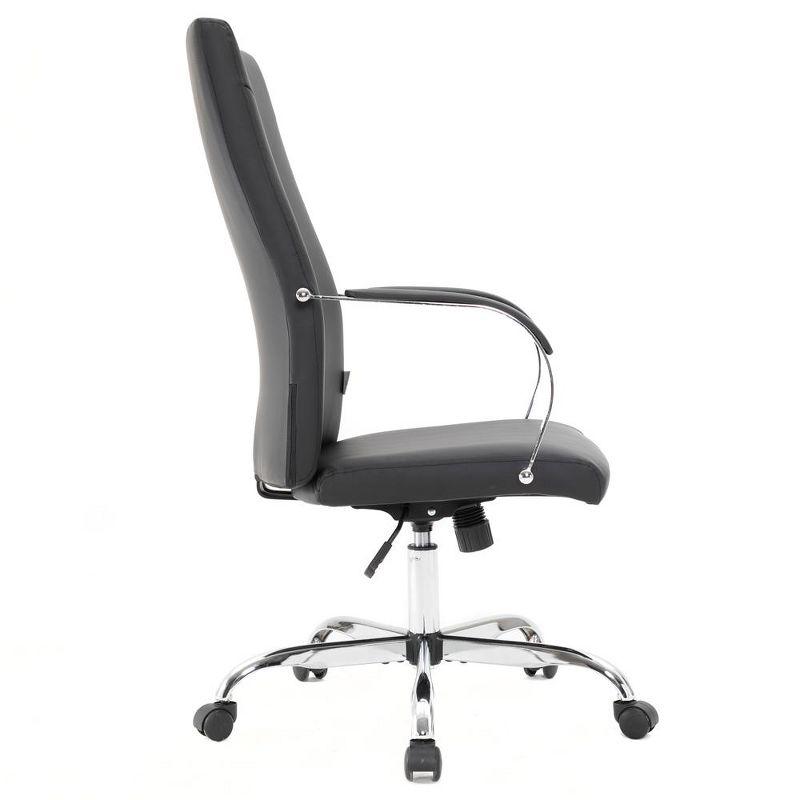 LeisureMod Sonora High-Back Leather Office Chair with Adjustable Height, Swivel, and Tilt in Black