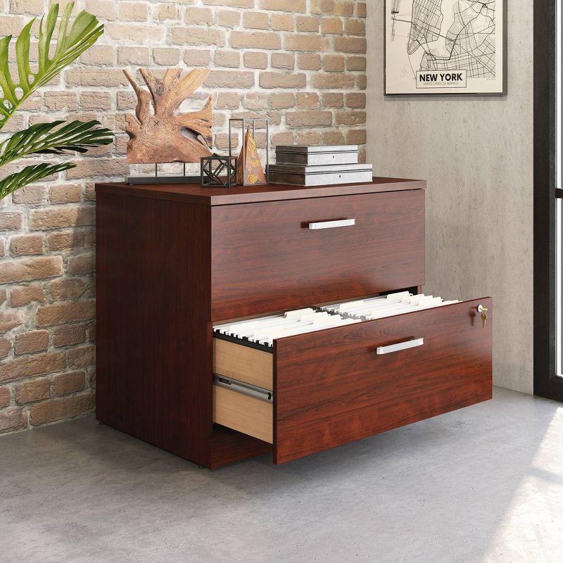 Classic Cherry 2-Drawer Lockable Lateral Filing Cabinet