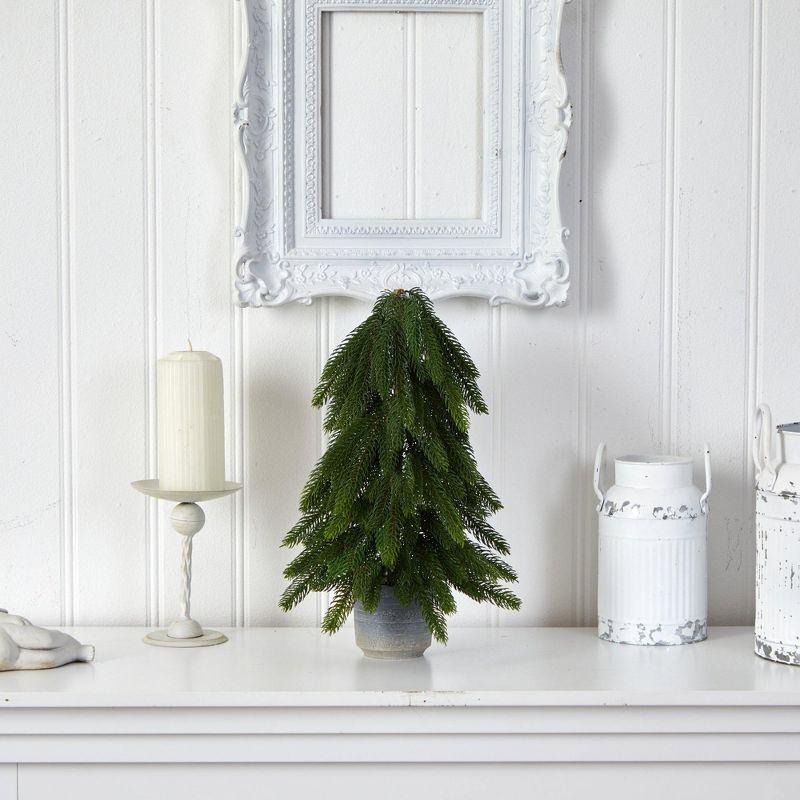 Nearly Natural 17-in Christmas Pine Artificial Tree in Decorative Planter