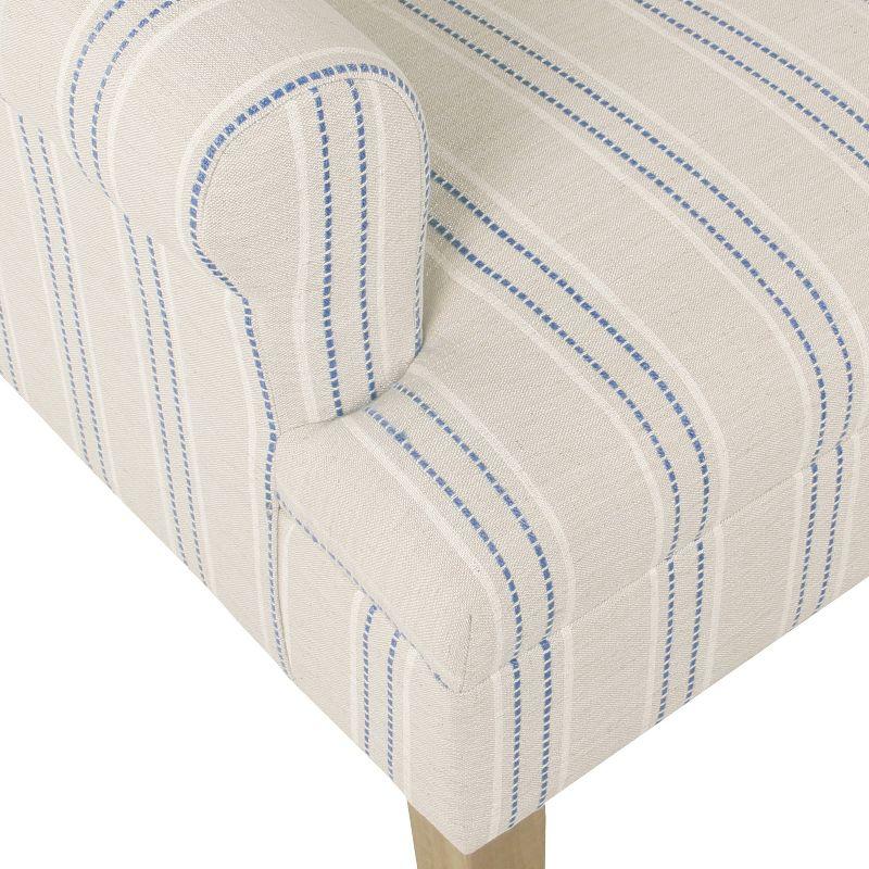 Emerson Striped Wingback Accent Chair in Blue and White