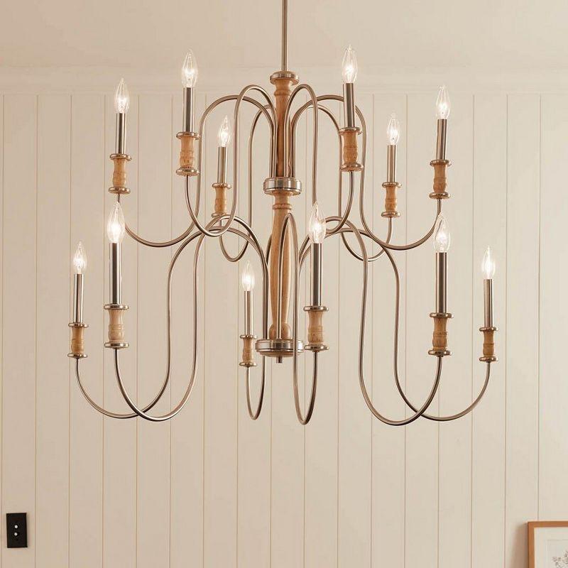 Karthe 42" Brushed Nickel 12-Light Candle Chandelier