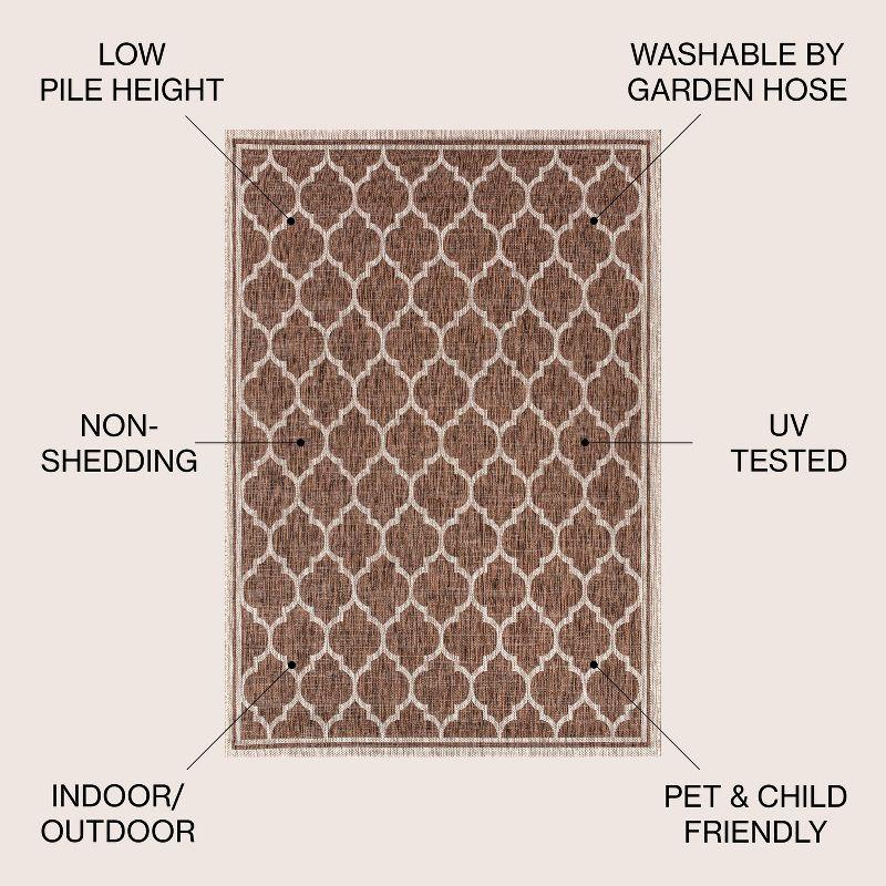 9' X 12' Trebol Moroccan Trellis Textured Weave Indoor/Outdoor Area Rug, Espresso/Taupe - JONATHAN Y