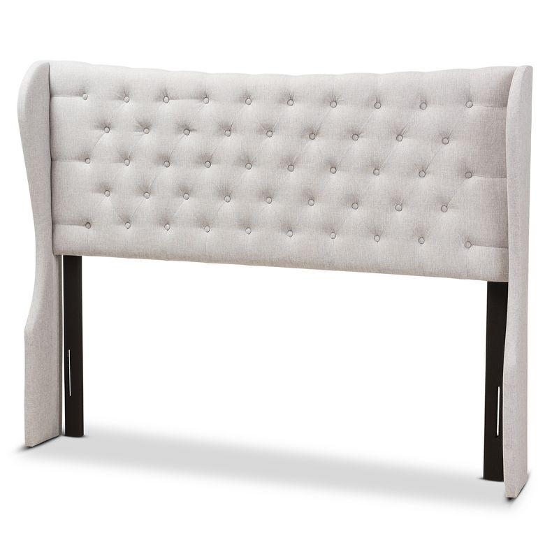 Cadence Beige Leather Tufted King Headboard with Winged Design