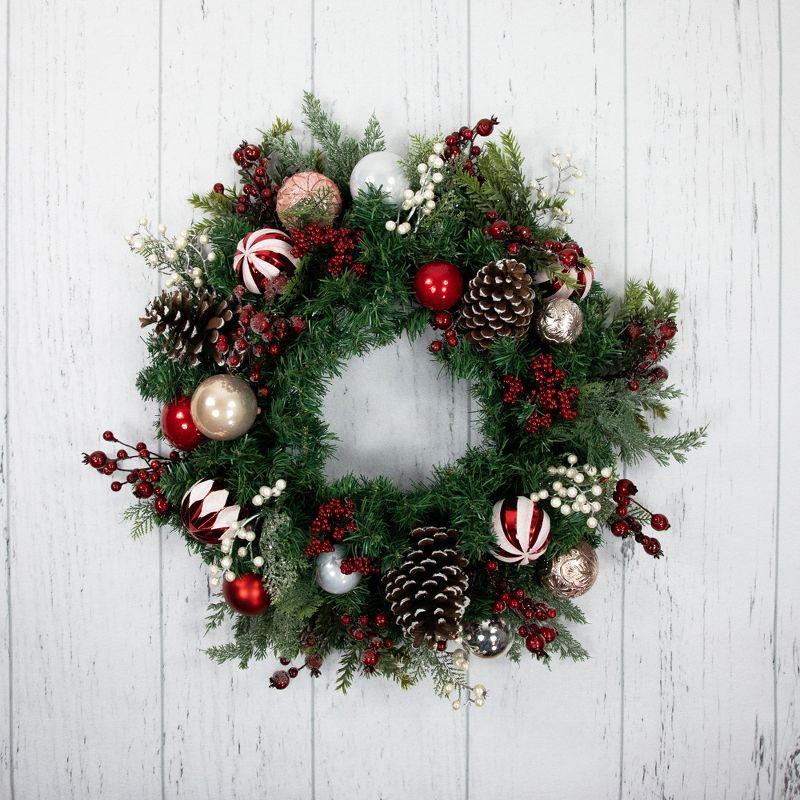 Northlight Ornaments and Pinecones Artificial Pine Christmas Wreath - Unlit - 28"