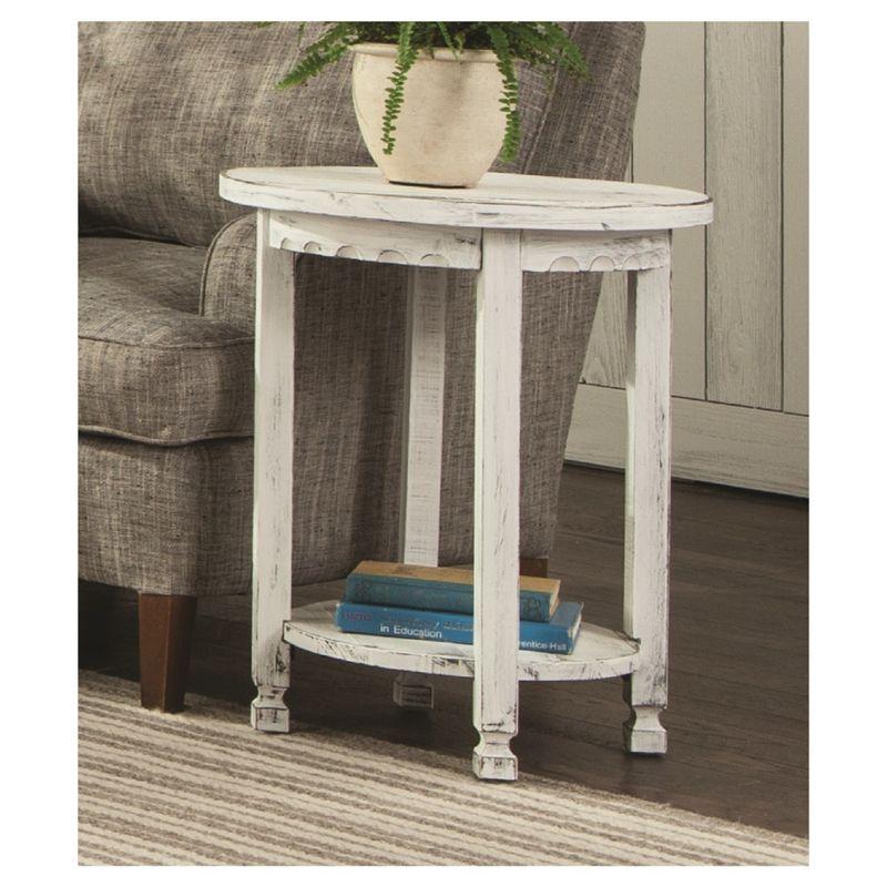 Country Cottage Round Wood End Table Antique Finish - Alaterre Furniture