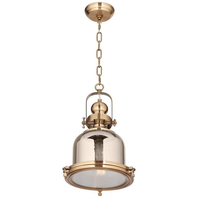 Possini Euro Design Elida Brass Mini Pendant Light 11" Wide Modern Chrome Glass Bell Jar Shade for Dining Room House Foyer Kitchen Island Entryway