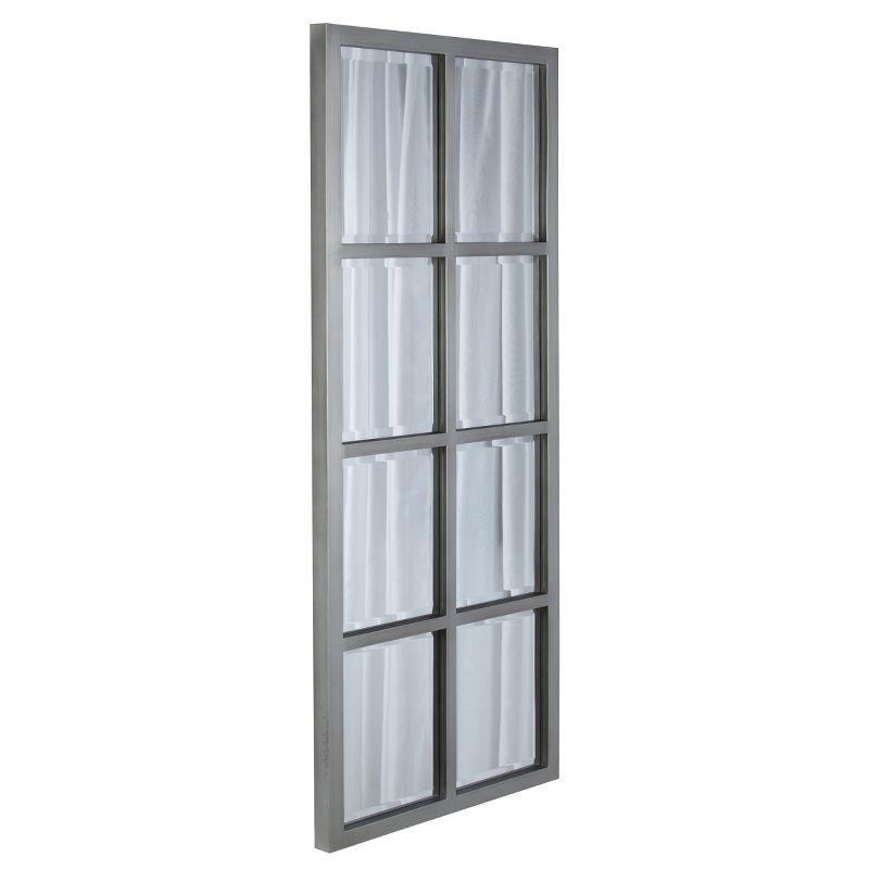 17" x 42" Stryker Windowpane Framed 8-Pane Wall Mirror Silver - Kate and Laurel: Beveled, Easy Mount