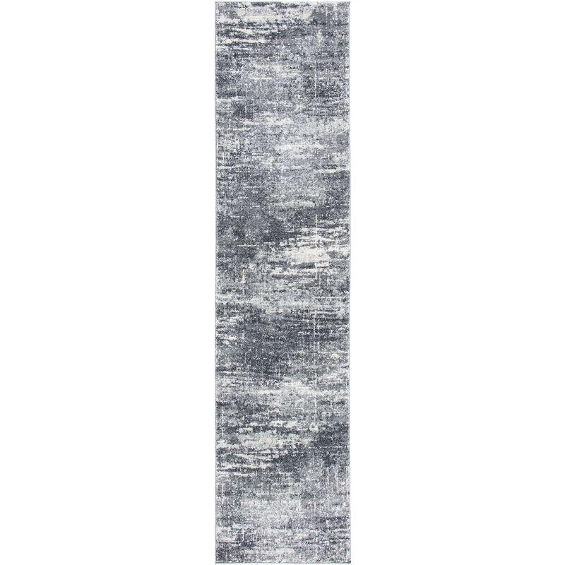 Ivory and Grey Synthetic Hand-knotted Runner Rug