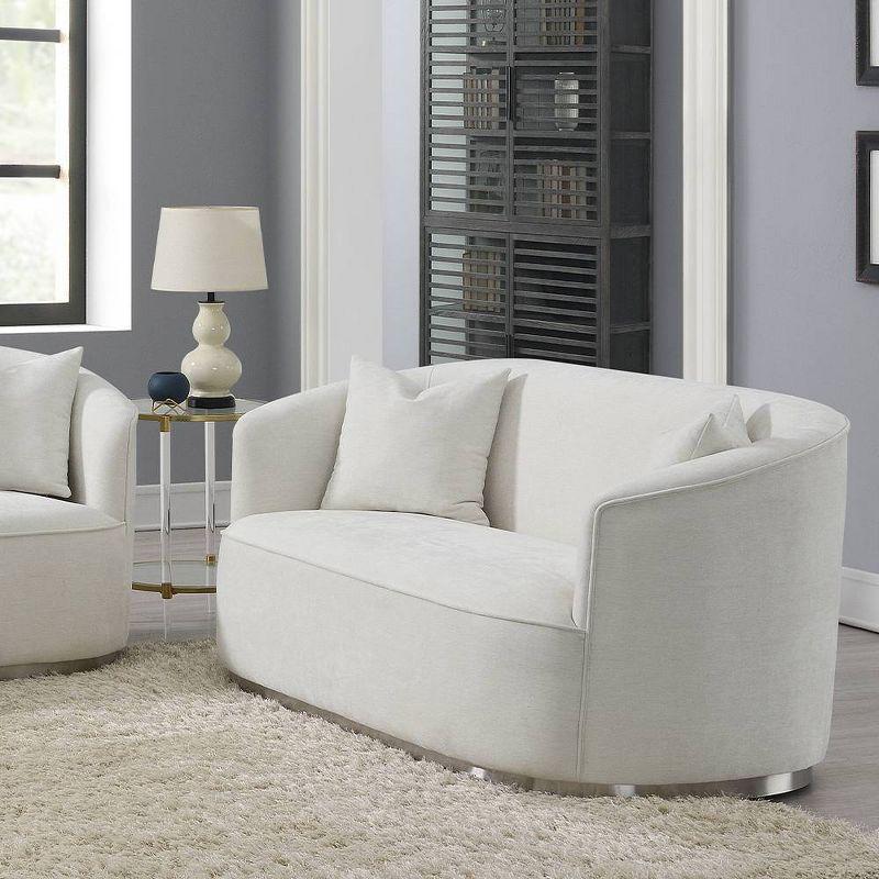 Odette 64" Beige Chenille Loveseat with Rolled Arms