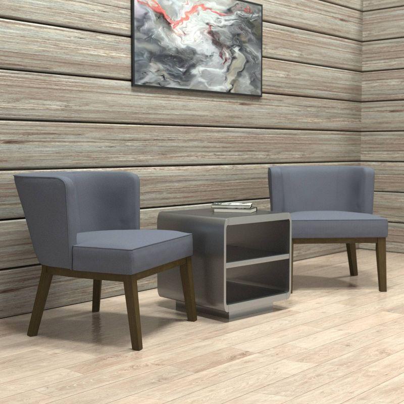 Elegant Slate Gray Barrel Accent Chair in Velvet and Wood