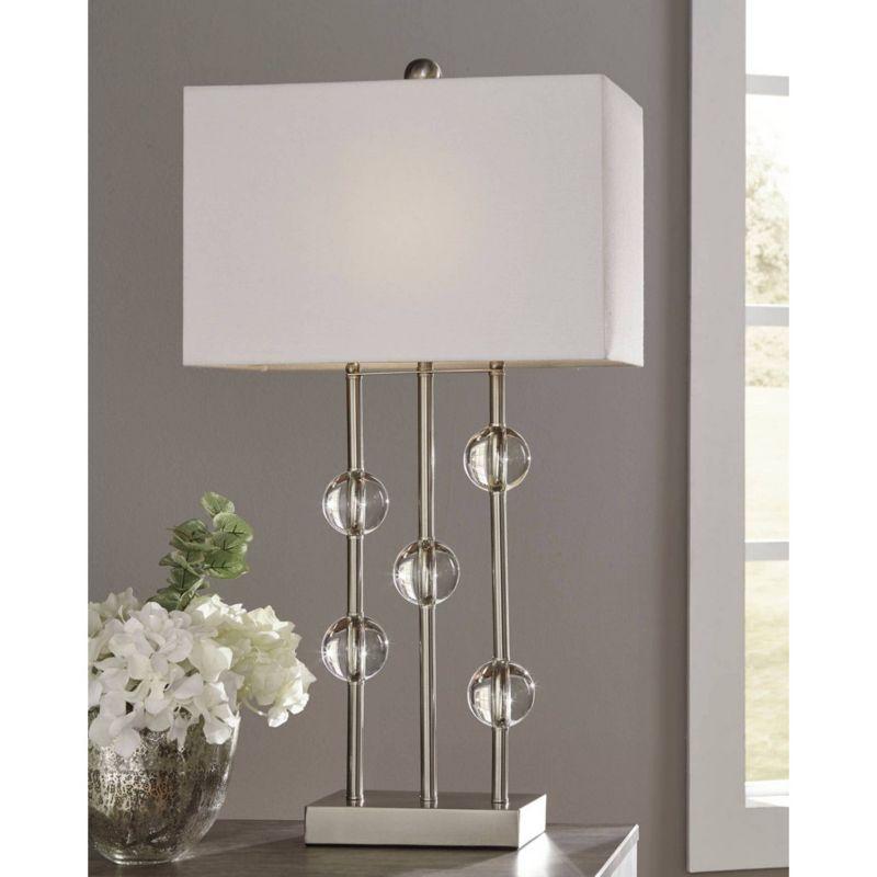 Jaala Metal Lamp Clear/Silver - Signature Design by Ashley: Crystal & Metal Base, 3-Way Switch, UL Listed