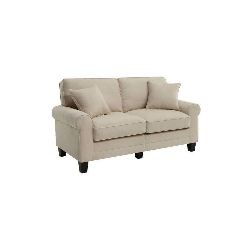 Copenhagen Cream Loveseat with Pillowed Back and Rounded Arms