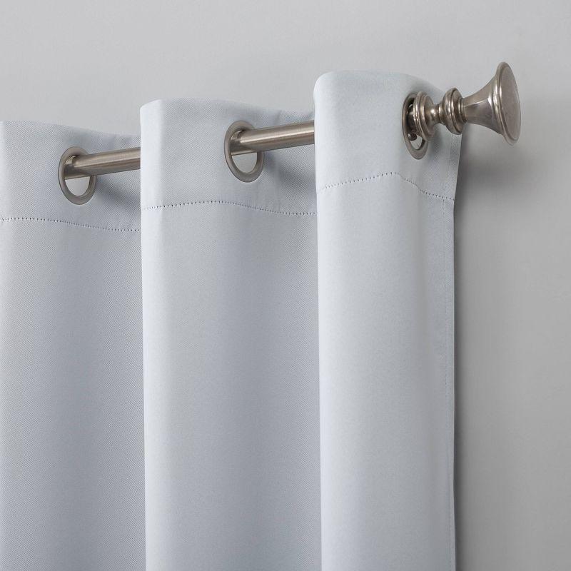 54"x95" Sun Zero Blackout Kenneth Energy Saving Grommet Curtain Panel White: Modern Polyester Curtain Panel