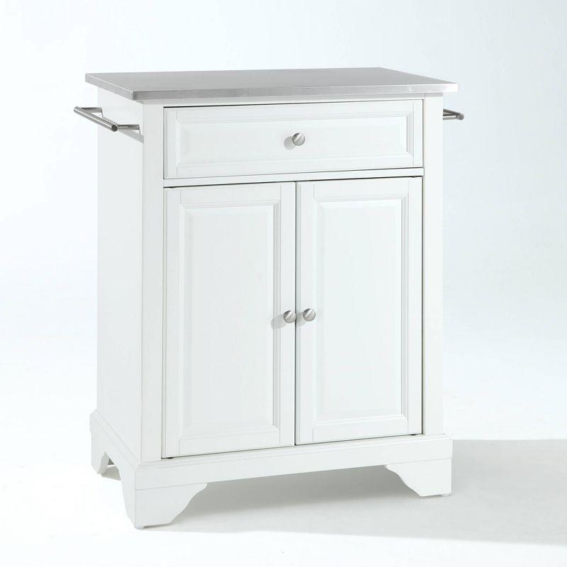 White Stainless Steel Top Portable Kitchen Island Cart