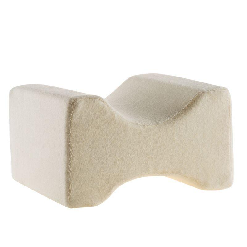 Contoured Off-White Memory Foam Leg Pillow for Side Sleepers