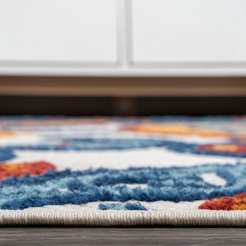 2'x8' Julien Paisley High-Low Indoor/Outdoor Area Rug, Orange/Blue - JONATHAN Y
