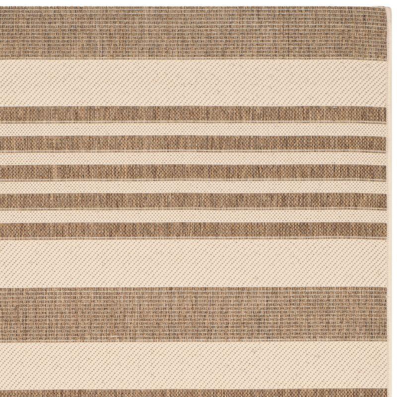 Brown/Bone Contemporary Striped Indoor/Outdoor Runner Rug, 2'3" x 8'