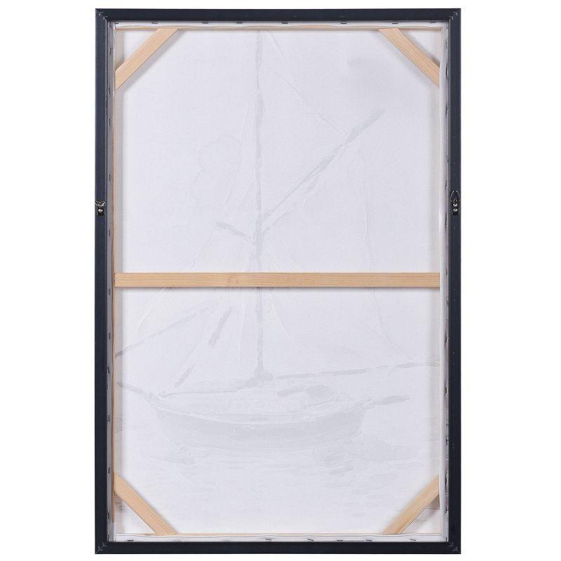 35"x24" Lifted Sail Hand Painted Framed Canvas Art Yellow - StyleCraft: Nautical Abstract Wall Decor