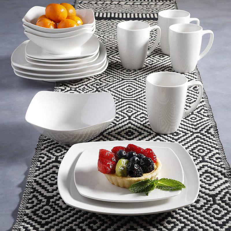 White Porcelain Square Dinnerware Set for 6