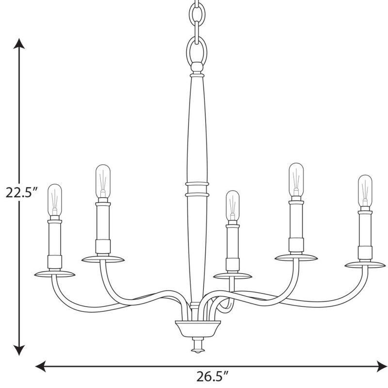 Progress Lighting Durrell 5-Light Chandelier, Steel, Matte Black, No Shade