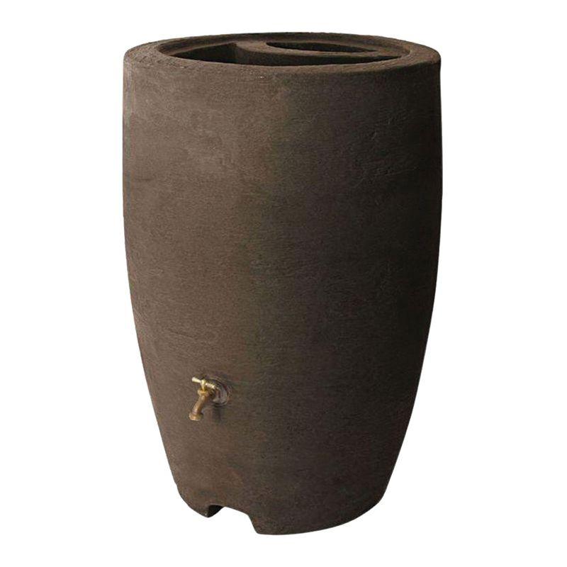 Athena 50 Gallon Brownstone Plastic Rain Barrel with Brass Spigot