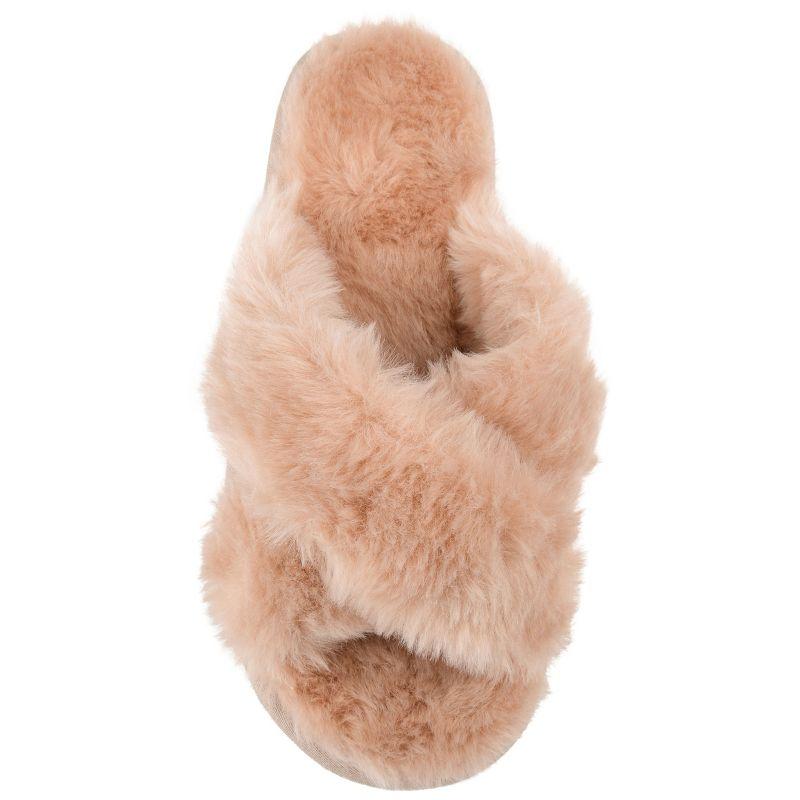 Tan Faux Fur Open Toe Women's Slippers